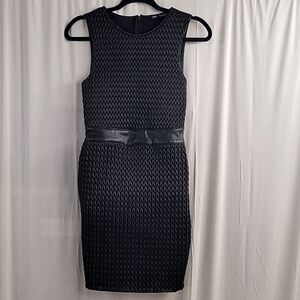 Zara Black Faux Leather Sleeveless Textured Mini Dress. Size Small